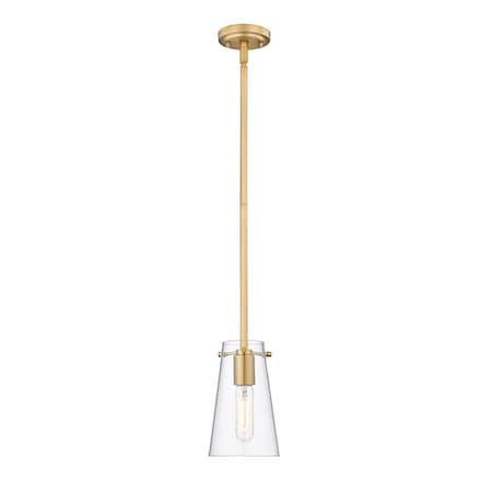 Z-Lite Kira Pendant, 1-Light, 5 In.W x 8 In.H, Modern Gold/Clear 7508MP-ROD-MGLD